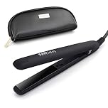 FARI Travel Mini Hair Flat Iron 1/2 Inch Ceramic Tourmaline Hair Straightener with Travel Bag Dual Voltage for Worldwide Use Temp 180°C (Black)