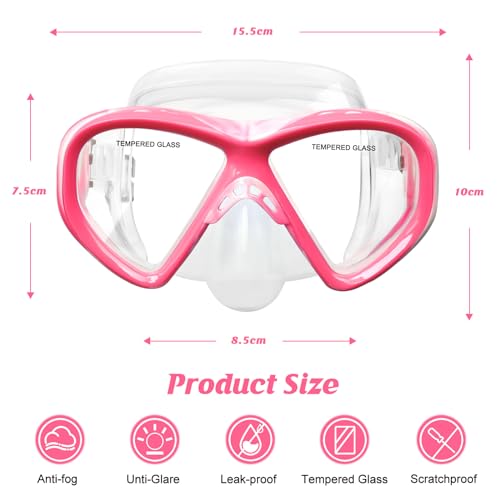 Image of Kids Swim Goggles Snorkel Diving Mask for Boys Girls Ages 5-15, Anti-Fog Swimming Goggles with Nose Cover
