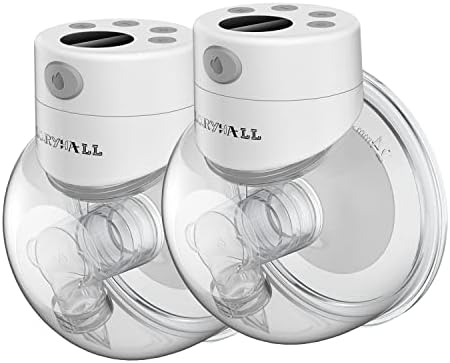 LORYHALL Wearable Electric Breast Pump, Portable Hands Free Pump, LED Display, Low Noise & Closed System, 2 Mode & 9 Levels Wireless Pump Easy to Assemble and Dishwasher Safe, 24mm Flange, 2 Pack