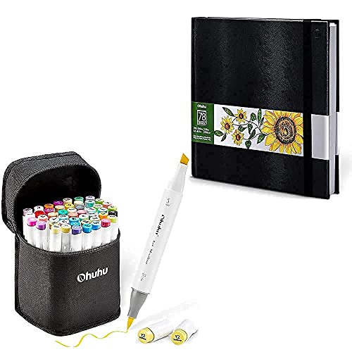 Ohuhu Alcohol Brush Markers+Ohuhu Marker Pads Art Sketchbook, 8.3