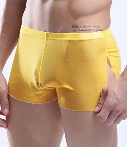Men's Breathable Panties Split Side Boxer Briefs Underwear Transparent Trunks Shorts3