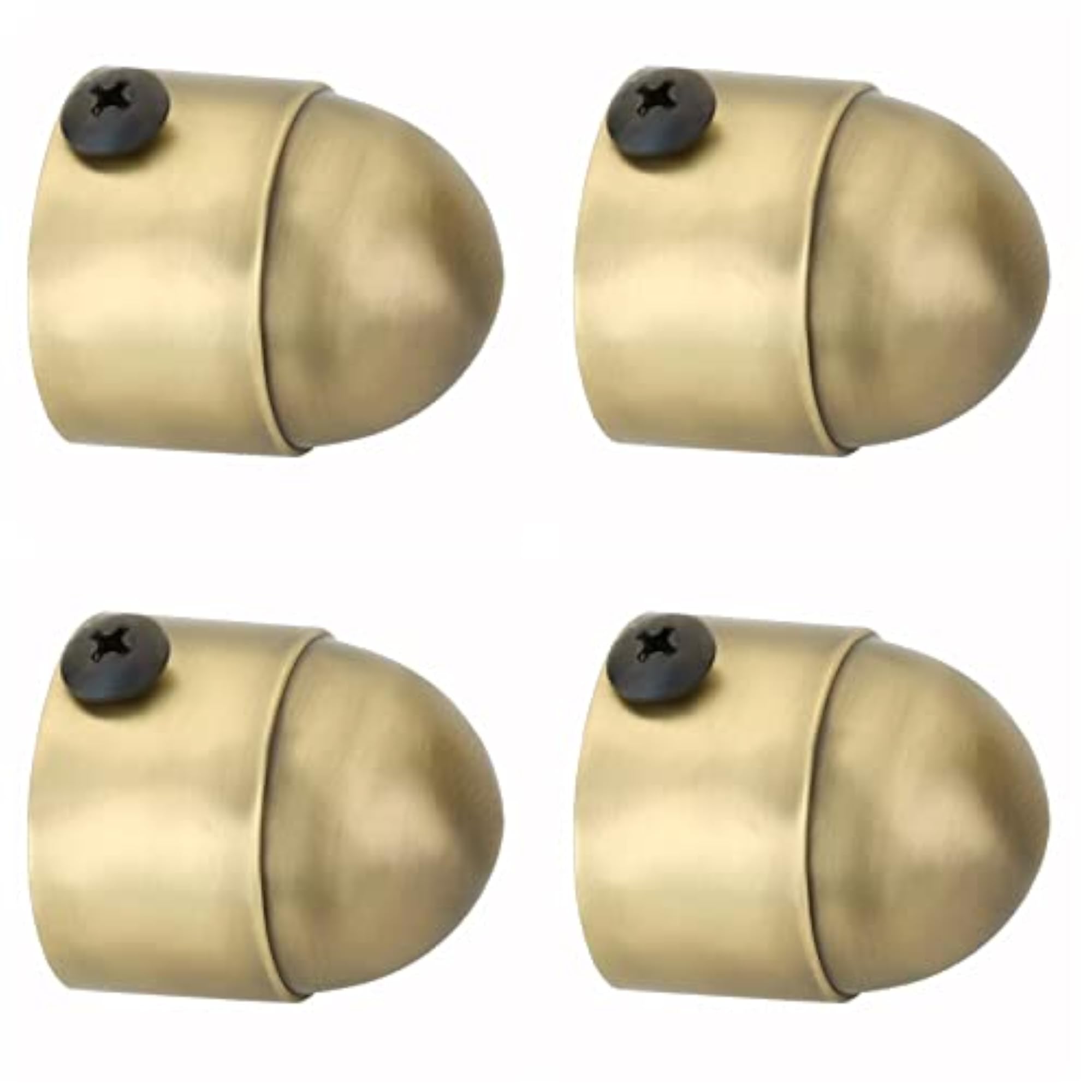 CB44 Window Curtain Rod End Cap Finials Or Bracket 4pcs (Brass Yellow)