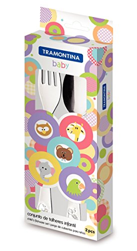 Tramontina 66970030 Jogo de Talheres Infantil Aço Inox com 2 Peças, Prata