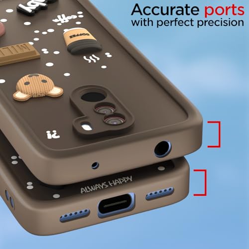 Image of Outlouders Back Cover for Poco F1 | 3D Cartoon Cute Fun Bear | Silicone Full Body Protection Bumper Case (Brown)