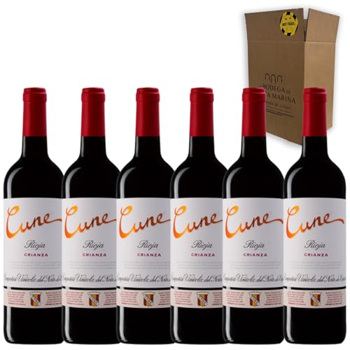 Cune Crianza | Vino Tinto Rioja | Equilibrado y Aterciopelado con Notas de Frutas Rojas y Especias | Perfecto para Maridar con Carnes y Quesos | Pack 6 Botellas 75cl