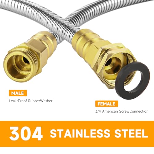 Garden-Hose-5-FT-304-Stainless-Steel-Metal-Water-Hose-Heavy-Duty-Flexible-Leader-Hose-Short-Water-Hose-Kink-Free-Hose-for-Rv-Outdoor-Yard-No-Bite-Leak-proof-and-Durable