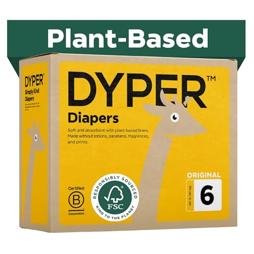 Image of DYPER Baby Diapers Size 6 | Honest Ingredients | Cloth Alternative | Day & Overnight | Made with Plant-Based* Materials | Hypoallergenic for Sensitive Skin, Unscented