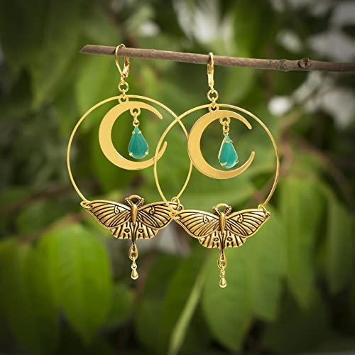 Handmade The Luna Moth Drops Earrings,Halloween Earrings,Goth Earring,Witchy Jewelry,Gothic Earrings Halloween Gifts4