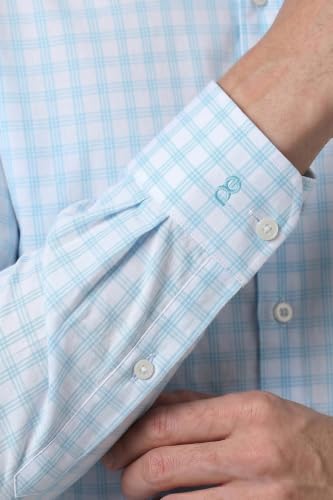 Image of Peter England Men's Classic Checkered Formal Slim Fit Full Sleeve Shirt | Wonder Fabric | Cotton-Rich