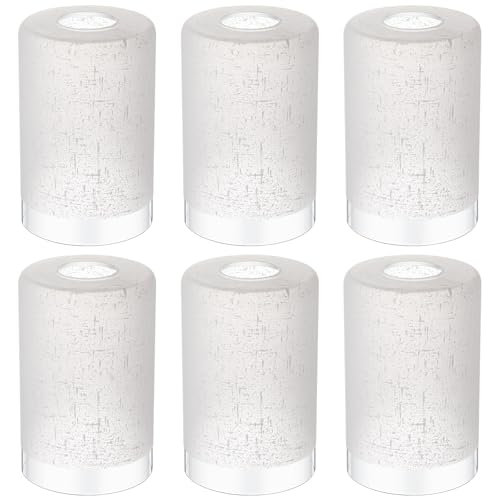 Teenyyou 6 Pcs White Linen Frosted Glass Shade Replacements for Pendant Light Fixtures Glass Lamp Shade Cover, 1-5/8 Inch Fitter E26 Base, 4"w x 6"h, Replacement Lamp Globe for Chandelier Wall Sconce