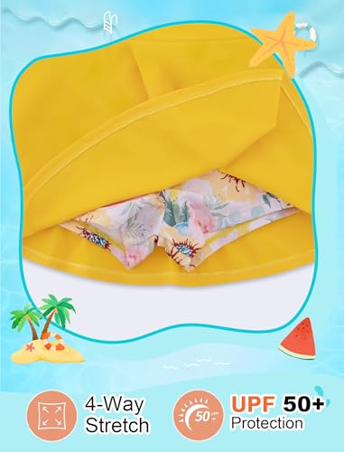 Image of Girls Swimsuit Long Sleeve Swim Shirt 3 Piece Rash Guard for Girls Bathing Suit with Boyshorts