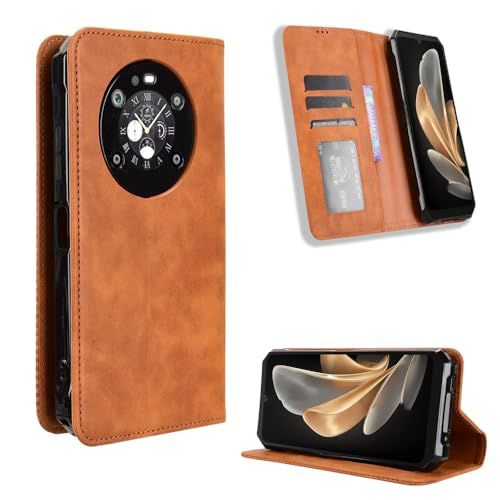 Étui portefeuille Fossibot F109 en cuir marron finitions premium
