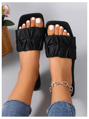 Image of GORGLITTER Women's Summer Cute Flat Sandals Dress Slide Sandals Square Toe Wedding Shoes Vacation Trendy Sandals 2026
