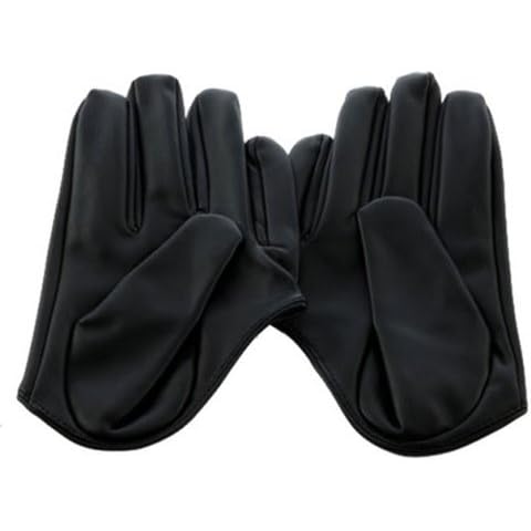 Faux Leather Women's Five Finger Half Palm Gloves (Black) Cover