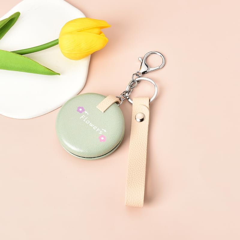 Miniatura 5 de Mini llavero de espejo compacto con aumento, espejo plegable de viaje, pequeño espejo de maquillaje portátil con llavero de mano, pequeño, redondo,