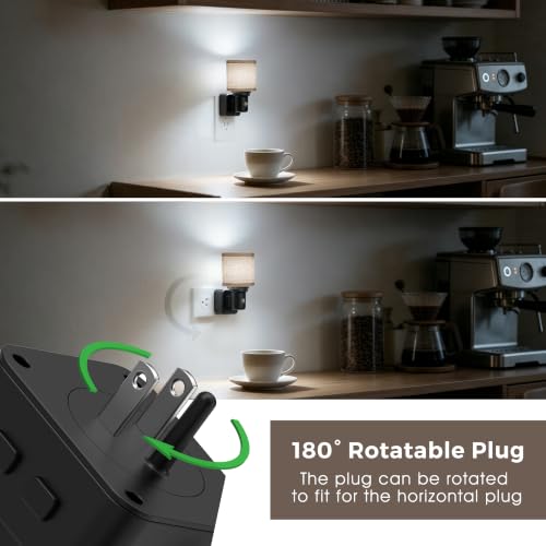 Image of L LOHAS LED Night Lights Plug into Wall,Linen Fabric Cylinder Night Light