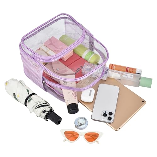 Image of Busiuw Clear Backpack for Stadium Events 12x12x6 with Front Pocket for Concert Sport Fashion Women Backpack Events Work Travel(Light purple)