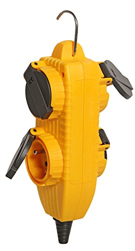 Brennenstuhl Powerblock jaune avec 4 prises à clapet (IP54)