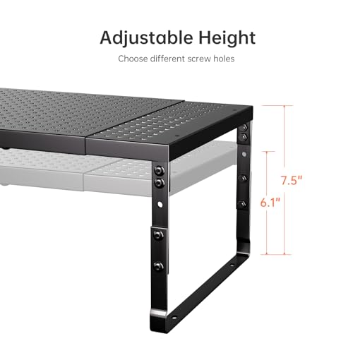 Image of Expandable Adjustable Stackable Kitchen Organizer,Pantry Storage Shelves Racks,for cabinets Shelf, Kitchens, countertops, bathrooms,RV(1Pack /Black,Medium)