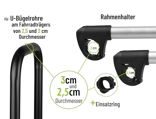 EUFAB 11629 Rahmenhalter abnehmbar kurz Ø 25+30mm, Schwarz/Silber