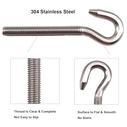 Image of Long Shank Hook Bolts M5 304 Stainless Steel Round Hooks Eyelet Bolts Ring Screw for Yacht Boat Marine Swing Chair Yoga Hammock 18 Pack