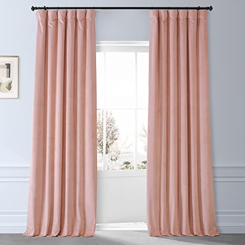 Image of HPD Half Price Drapes Signature Plush Velvet Blackout Curtains for Bedroom (1 Panel), 50W X 96L Hotel Black Out Curtains for Living Room, Thermal Insulated Blackout Curtains, Apricot Blossom