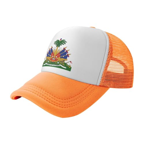 Casquette De Baseball Emblème Haïti RéGlable,à Bouton-Pression Casquettes De Baseball pour Homme Et Femme Orange Classique Course à Pied,EntraîNements Casquette De Golf