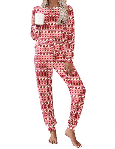 Image of Ekouaer Pajamas Set for Women Soft Comfy Pjs Sets Long Sleeve Sleepwear Loungewear S-XXL