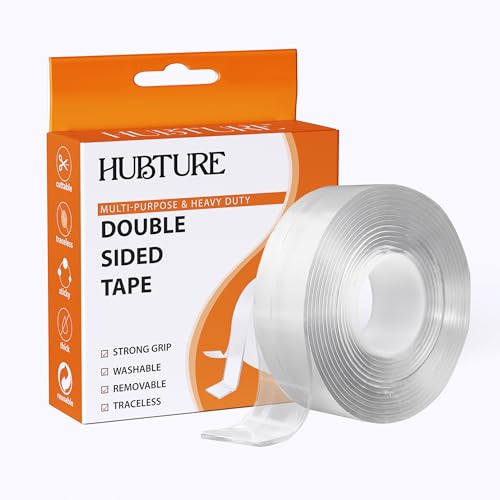 Image of HUBTURE 3 Meter Multipurpose Double Sided Nano Grip Tape - Heavy Duty, Reusable, Washable, Heat Resistant, Adhesive Silicone Tape - 2mm Thick Anti-Slip Transparent Tape for Home & Office (Pack of 1)