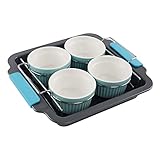 kitCom Creme Brulee Making Set - 11.9" X 10.5" Carbon Steel Pan with Stainless Steel Lifting Rack &
