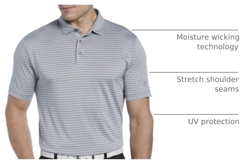 Polo de golf para hombre PGA Tour con mangas cortas y diseño a rayas jaspeadas miniatura 4