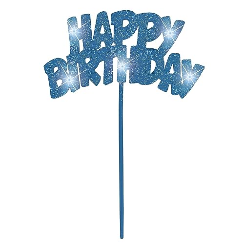 Blue Happy Birthday LED Flashing Pick - 10.25", 1 Piece - Perfect for Birthday Celebrations