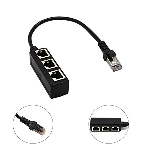 Cabo Adaptador de Divisor RJ45 Y para CAT 5/CAT 6 LAN, Durável, de 1 a 3 portas Ethernet Switch RJ45