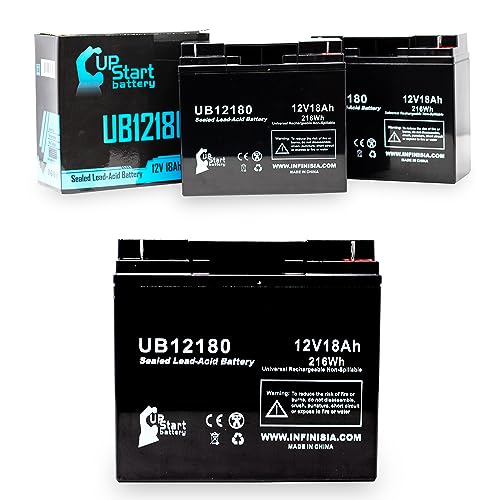 3x Pack - Country Home Products WHISPERLITE Battery - Replacement UB12180 Universal Sealed Lead Acid Battery (12V, 18Ah, 18000mAh, T4 Terminal, AGM, SLA)