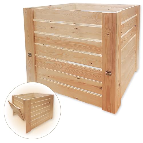 MG Design Composteur en Bois 500L - bac à Compost de Jardin avec Trappe, composteur extérieur Stable pour déchets organiques