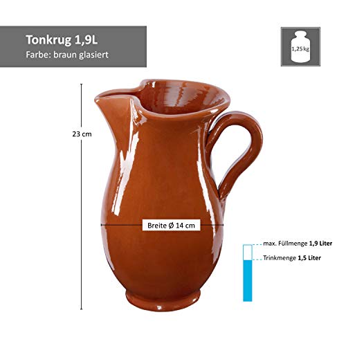 MamboCat Tonijnkrug middeleeuwse Vikingkan 1,9 liter I Mediterrane karaf antiek in hoogwaardig handwerk I vintage kan… - Afbeelding 6
