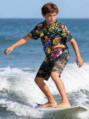 Image of uideazone Boys Novelty Print Short Sleeve Button Down Hawaiian Shirt 5-14Y