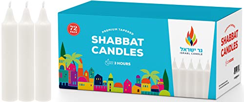 Shabbat Candles, 3 Hour White Traditional Shabbos Candle 4 Inch, (72 Pack) Sabbath White Taper Candles