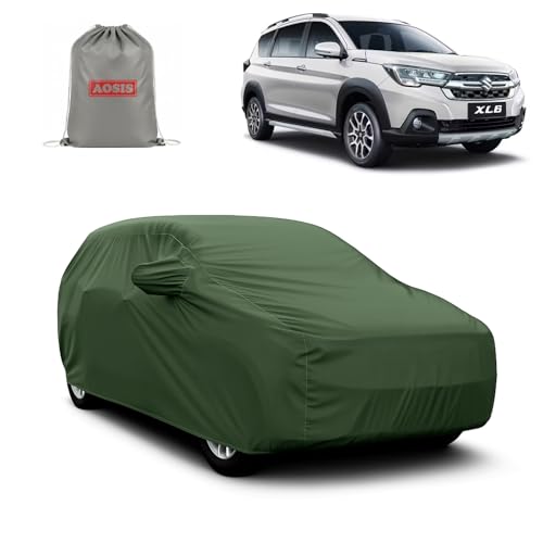 Image of AOSIS 'Waterproof' Car Cover Compatible with Maruti Suzuki XL6 Zeta /Alpha /Alpha+ 300 GSM Uly Coated Thick Fabric 4X4, Adjustable Belt Buckle, Elastic Grip