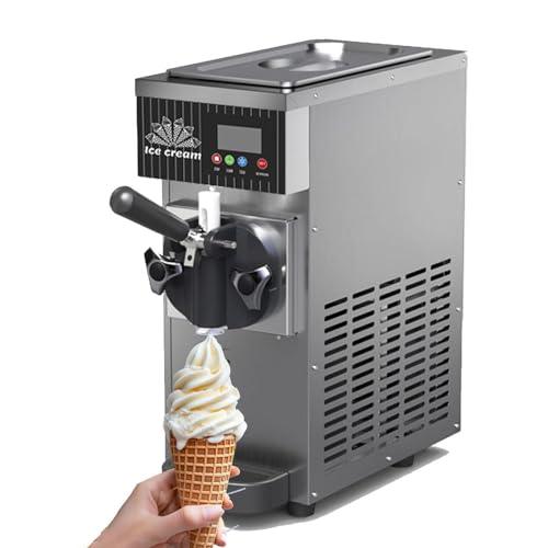 Soft Serve - Máquina de helado de encimera, con preenfriamiento, limpieza automática, panel LCD, sabor único, rendimiento de 4-5 kg/h