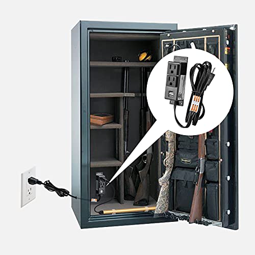 Gun Safe Power Outlet Kit, Briidea Gun Safe Accessory Electrical Outlet with USB for Interior Dehumidifiers and Lights