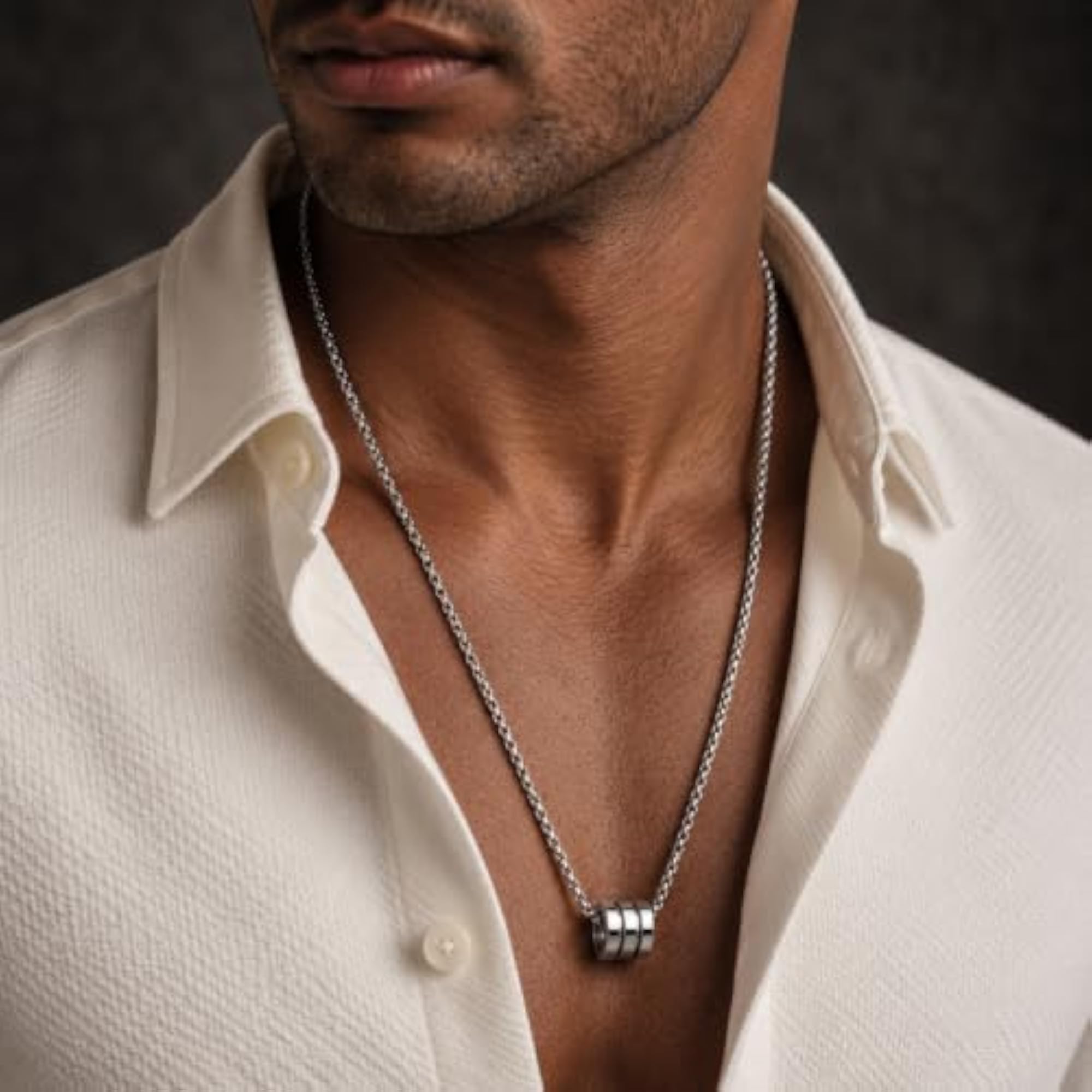 Men's Triple Barrel Titanium Steel Pendant Necklace