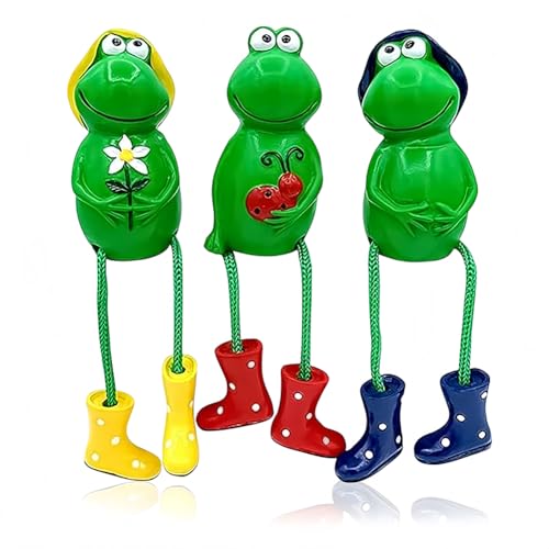 Figure decorative da giardino a forma di rana 3PCS, Giardino Deco statua, Statua di Rana, statuetta decorativa da giardino, Animali ornamento giardino figura, resina statua campagna balcone stagno