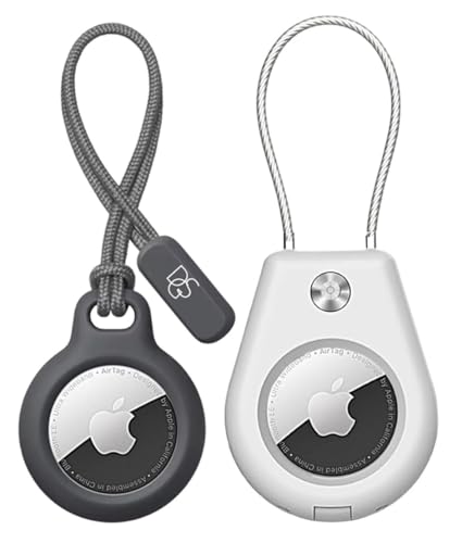 Desangu AirTag Keychain Holder Air tag Lock Case with Wire Cable Compatible with Apple AirTags, Ultra Durable Anti-Lost Protecti