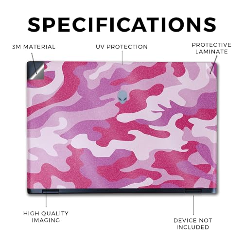 Image of Glossy Glitter Laptop Skin Compatible with Alienware M16 R2 (2024) - Pink Camo - Premium 3M Vinyl Protective Wrap Decal Cover - Easy to Apply | Crafted in The USA by MightySkins