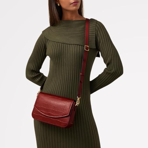 RADLEY London River Road - Faux Crocodile Women's Small Leather Flapover Crossbody Bag, Rust4