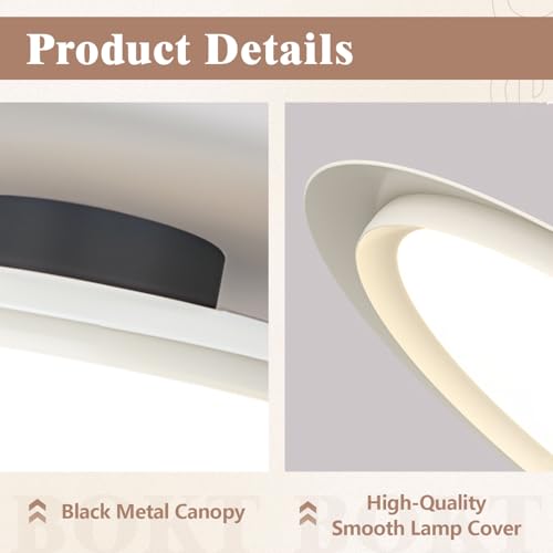 Image of Minimalist Ceiling Light 19.7 inch White Mid Century Modern Ceiling Lights Nordic LED Flush Mount Fixture Vintage Close to Ceiling Light Large Metal Ceiling Lamp for Entryway Corridor Bedroom