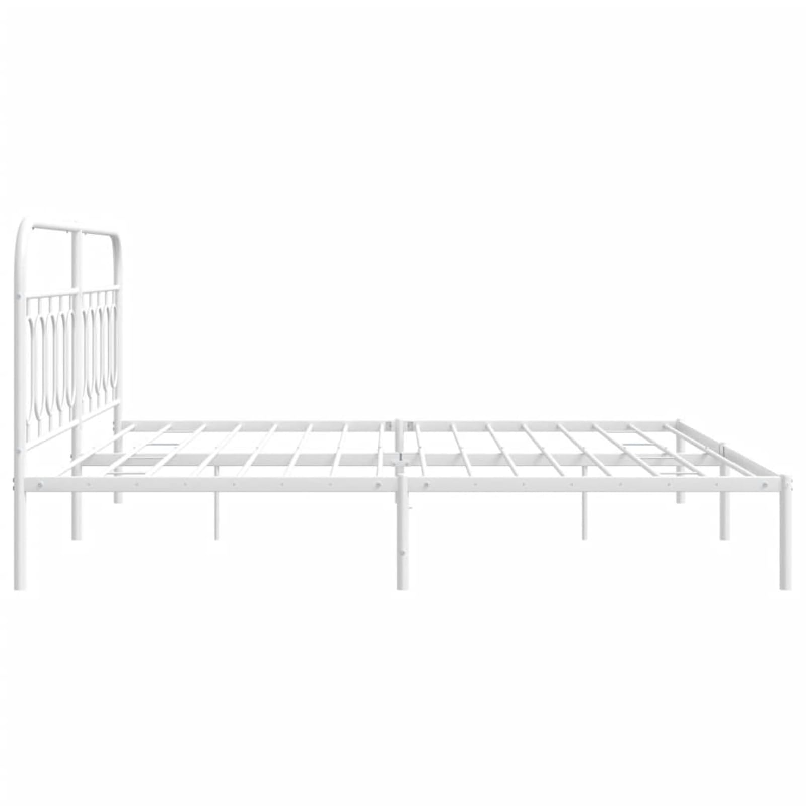 WGYHOME Rama łóżka z zagłówkiem, 200 x 200 cm, biała, stal – wytrzymałe łóżko metalowe dla dorosłych, w zestawie stelaż i środkowe nóżki