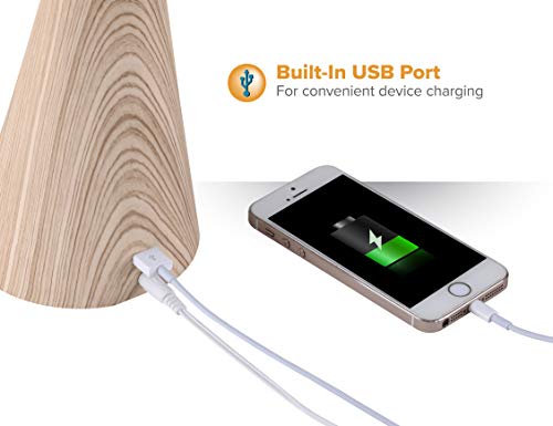 Pureoptics Led Flexible Desk Lamp With Wood Grain Base, 3 Dimming Levels, Usb Charging Port (Vled1701-W) #TOP2