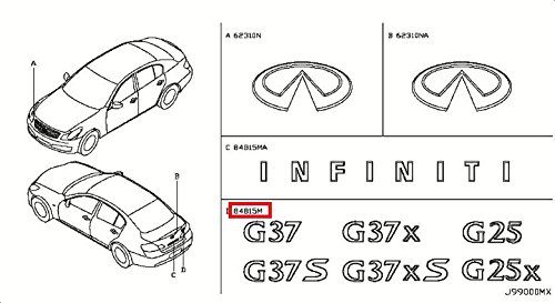 Infiniti Genuine Emblem-Trunk Lid- G37 84894-JU40A G35/37/25 SEDAN